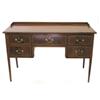 Image 1 : GEORGIAN STYLE INLAID MAHOGANY DESK, The rectangular top with a quarter gallery above five draw...