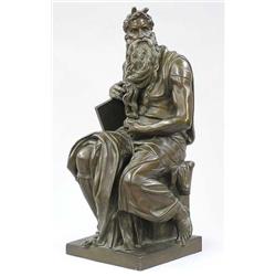 PATINATED BRONZE FIGURE OF MOSES, German. 20th Century. With H. Hirschwald, Berlin foundry mark...