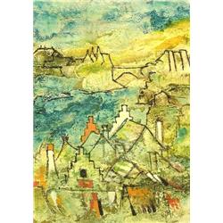 LAZZARO DONATI (Italian. Born 1926), "Porto Azzurro". Signed Donati l/l. Also signed, dated 196...