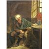 Image 1 : ENGLISH SCHOOL (19th Century), "Elderly Gentleman with his Dog". Unsigned., Oil on Canvas. Me...