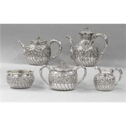 FIVE PIECE STERLING SILVER TEA AND COFFEE SERVICE, American. Date mark for 1913. Maker: Gorham....