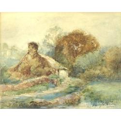 HENRY WOODBRIDGE PARTON (American. 1858-1933), "Farm House". Signed Henry W. Parton l/r., Wat...