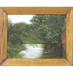 A. DAVIES (American. 19th/20th Century), "Landscape with Cottage". Initialed A.D. and dated 188...