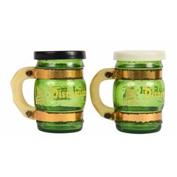 Disneyland Hotel Green Glass Salt & Pepper Shakers.