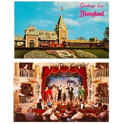 Signed Pair of Disneyland Postcards.