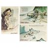 Image 1 : Set of (3) Marc Davis Signed "Pirates" Postcards.