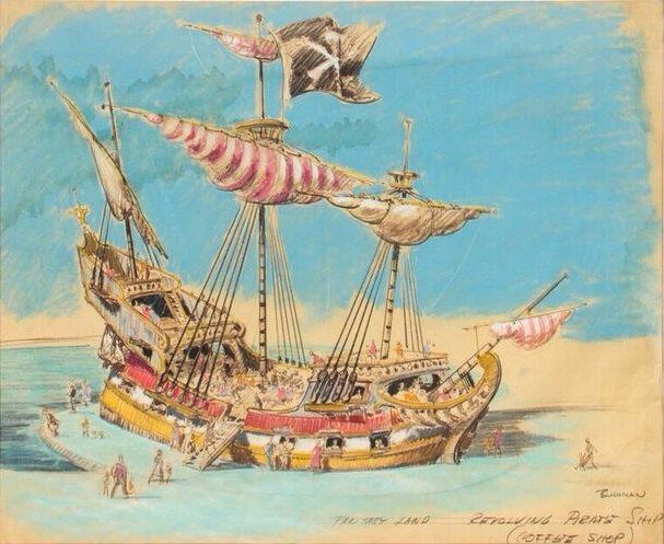 Hand Colored Pirate Ship Concept Art hand-colored-pirate-ship-concept-art
