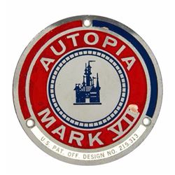 "Autopia" Mark VII Vehicle Badge.