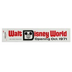 Walt Disney World Opening Bumper Sticker.