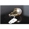 Image 2 : White Cultured Mabe Pearl Ring, 17mm, Reticulated Basket Band Design, 14K Yellow Gold, 8.9 grams