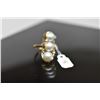 Image 2 : Pearl & Diamond Ring - 3 Cultured Pearls 8.5mm, 2 Round Brilliant Cut Diamonds Approx .03 ct, 14K Go