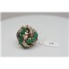 Image 2 : Emerald & Diamond Cluster Ring, 8 Emerald Cabochons 3.5X4.5mm, 35 Round Single Cut Diamonds Approx .