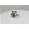 Image 8 : Emerald & Diamond Cluster Ring, 8 Emerald Cabochons 3.5X4.5mm, 35 Round Single Cut Diamonds Approx .