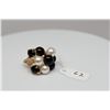 Image 2 : Pearls and Black Coral Cluster Ring  - 4 Black Coral Beads (6.5-7.5mm), 2 Black Coral Cabochons (6.5