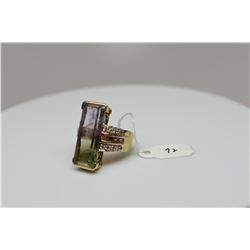 12ct Tourmaline & Diamond Ring - 16 Diamonds .32 ct, 8 Square Tourmalines, 14K, 13.1 g