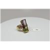 Image 2 : 12ct Tourmaline & Diamond Ring - 16 Diamonds .32 ct, 8 Square Tourmalines, 14K, 13.1 g