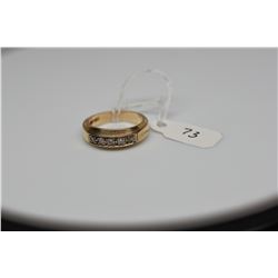 Diamond Band Ring, 3.5-6mm Width Tapered, 5 Diamonds .10 ct, 14K Gold, 4.4 g