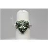 Image 2 : Triangle Aquamarine/Diamond/Green Garnet Ring - 10X10mm Checkerboard Aquamarine Approx 2 ct, Green G