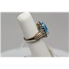 Image 10 : Blue Topaz Cubic Zirconia Ring - Approx 5.5 ct, 14x10mm, 20 Round Black CZ Approx .40 ct, Sterling, 