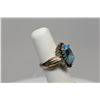 Image 11 : Blue Topaz Cubic Zirconia Ring - Approx 5.5 ct, 14x10mm, 20 Round Black CZ Approx .40 ct, Sterling, 