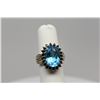 Image 13 : Blue Topaz Cubic Zirconia Ring - Approx 5.5 ct, 14x10mm, 20 Round Black CZ Approx .40 ct, Sterling, 
