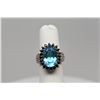 Image 14 : Blue Topaz Cubic Zirconia Ring - Approx 5.5 ct, 14x10mm, 20 Round Black CZ Approx .40 ct, Sterling, 