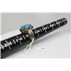 Image 16 : Blue Topaz Cubic Zirconia Ring - Approx 5.5 ct, 14x10mm, 20 Round Black CZ Approx .40 ct, Sterling, 
