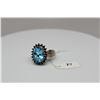 Image 1 : Blue Topaz Cubic Zirconia Ring - Approx 5.5 ct, 14x10mm, 20 Round Black CZ Approx .40 ct, Sterling, 