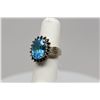 Image 3 : Blue Topaz Cubic Zirconia Ring - Approx 5.5 ct, 14x10mm, 20 Round Black CZ Approx .40 ct, Sterling, 