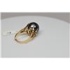 Image 10 : Black Tahitian Pearl & Diamond Ring - 14mm Cultured Pearl, 1 Round Diamond Approx .03 ct, 14K Yellow