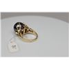 Image 14 : Black Tahitian Pearl & Diamond Ring - 14mm Cultured Pearl, 1 Round Diamond Approx .03 ct, 14K Yellow