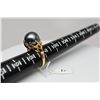 Image 19 : Black Tahitian Pearl & Diamond Ring - 14mm Cultured Pearl, 1 Round Diamond Approx .03 ct, 14K Yellow