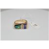 Image 3 : Opal/Diamond/Tanzanite Ring - Black Opal Doublets, 3 Diamonds, Tanzanite 14K, 12.3
