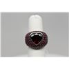 Image 1 : Heart Shape Ruby Dome Ring - Lab Created Heart Ruby 5.0 ct, 124 CZ Rubies 3.72 ct, 14K White Gold, 1