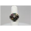 Image 1 : Thai Princess Ring, Various Colored Gemstones, 14K Yellow Gold, 5.7 grams