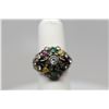 Image 2 : Thai Princess Ring, Various Colored Gemstones, 14K Yellow Gold, 5.7 grams