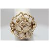 Image 2 : Petaled Flower Diamond Ring - 108 Round Single Cut Diamonds Approx .54 ct (10 diamonds missing), 14K