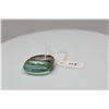 Image 1 : Domed Blue Green Crystal Ring 8.5 x 24mm Rectangle, Unmarked Silver, 12 g