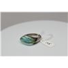 Image 2 : Domed Blue Green Crystal Ring 8.5 x 24mm Rectangle, Unmarked Silver, 12 g