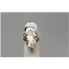 Image 1 : Baroque Pearl Ring - 10x23mm Freshwater Pearl, Round Diamond .03 ct, 14K, 5.2 g