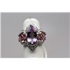 Image 2 : Amethyst & Diamond Ring - 3.5 ct Amethyst, 14 Tourmalines, 57 Diamonds, 18K, 8.5 g