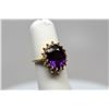 Image 2 : Amethyst & Diamond Ring - 4ct Oval Amethyst, 16 Diamonds Approx .24 ct, 14K Gold, 5.2 g