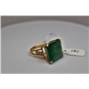 Image 1 : 15 ct Emerald & Diamond Ring - 16.6 x 16  x 9.3mm Square Cut Emerald, 6 Round Brilliant Cut Diamonds