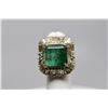 Image 2 : 10 ct Square Emerald & Diamond Ring - 32 Round Diamonds, 42 Baguette Diamonds, 14K Gold, 15.2 g
