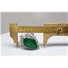 Image 24 : 15 ct Pear Emerald & CZ Ring - 18 Marquise, Pear and Round Cubic Zirconia Approx 4.1 ct, Silver, 11 