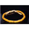 Image 1 : Cylindrical Yellow Feather Lei - Pauku Style, Dyed Yellow w/Intermittent Red, Slight Discoloration