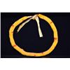 Image 2 : Cylindrical Yellow Feather Lei - Pauku Style, Dyed Yellow w/Intermittent Red, Slight Discoloration