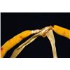 Image 8 : Cylindrical Yellow Feather Lei - Pauku Style, Dyed Yellow w/Intermittent Red, Slight Discoloration