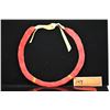 Image 1 : Cylindrical Red Feather Lei - Pauku Style, Dyed Red w/Intermittent Yellow, Good Condition