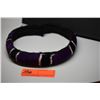 Image 2 : Purple/Black Feather Hat Band - 1 3/4" Pauku Style, Dyed Purple/Blk/White, Good Cond.